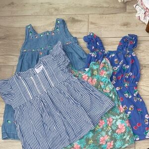 GAP Girls 5T Denim Dress Linen Ruffle Sleeve Shirts Bumble Bee One Piece Jumper